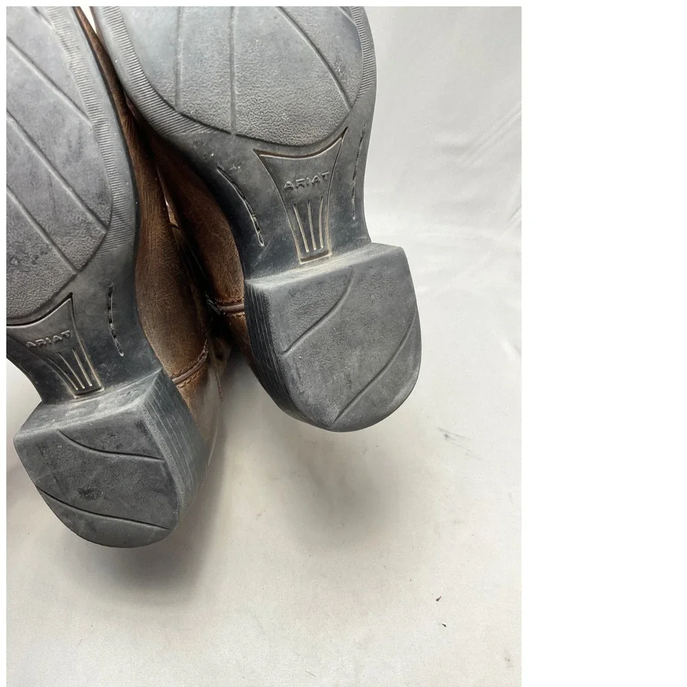 Ariat Heritage Western Boots Kids Size 3 Brown Leather Round Toe Cowboy Good